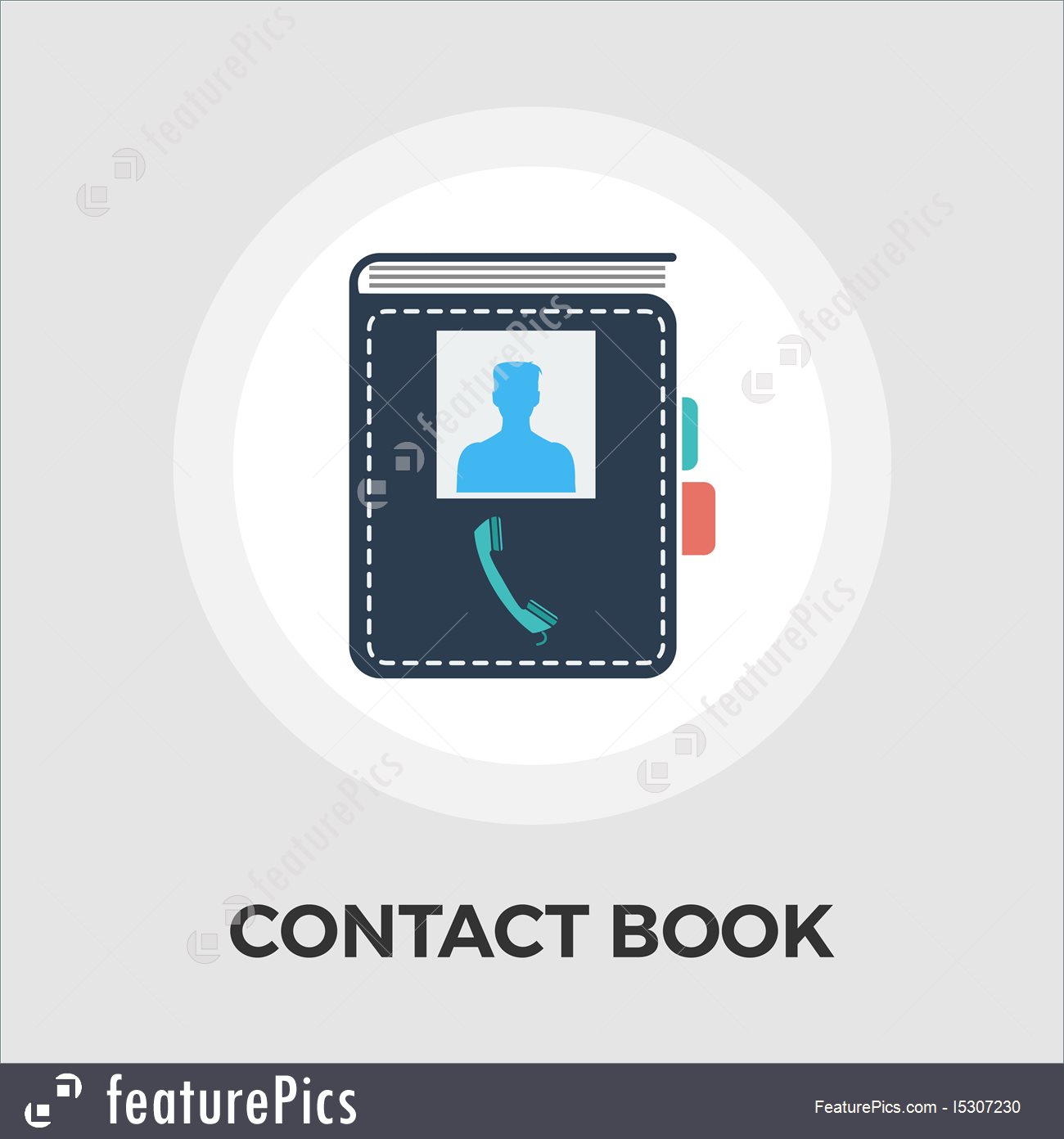 1300x1392 Contact Book Flat Icon Stock Illustration