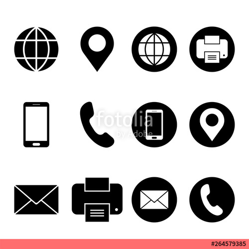 500x500 Business Card Icon Set, Contact Symbol Vector Stock Image