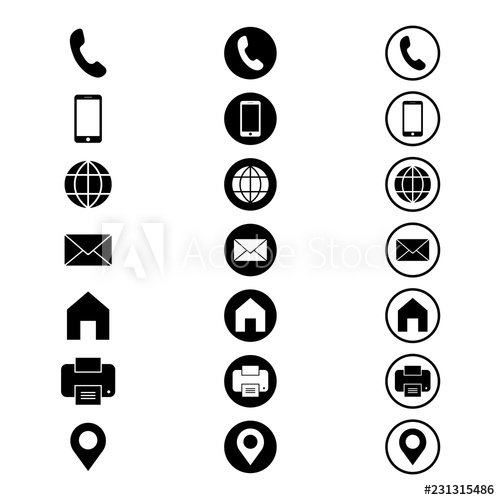 500x500 Business Card Icon Set In Modern Flat Design Isolated On White