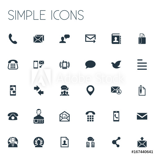 500x500 Vector Illustration Set Of Simple Contact Icons Elements Pin