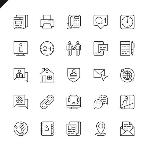 490x490 Thin Line Contact Us Icon Set Vector
