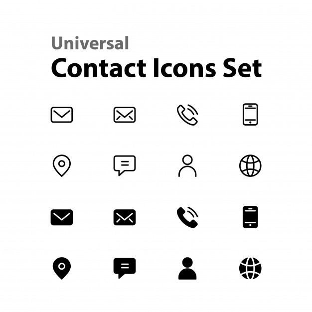 626x626 Universal Contact Icons Set Vector Premium Download