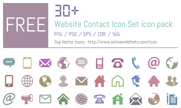 600x360 Website Contact Icon Set Icons Packs Free Downloads
