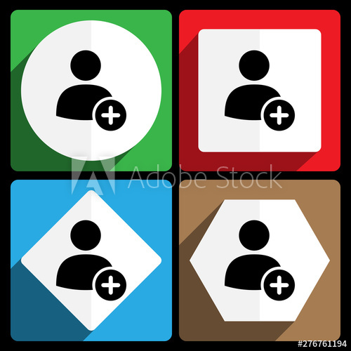 500x500 Add Contact Icon Vector Icons, Set Of Colorful Flat Design