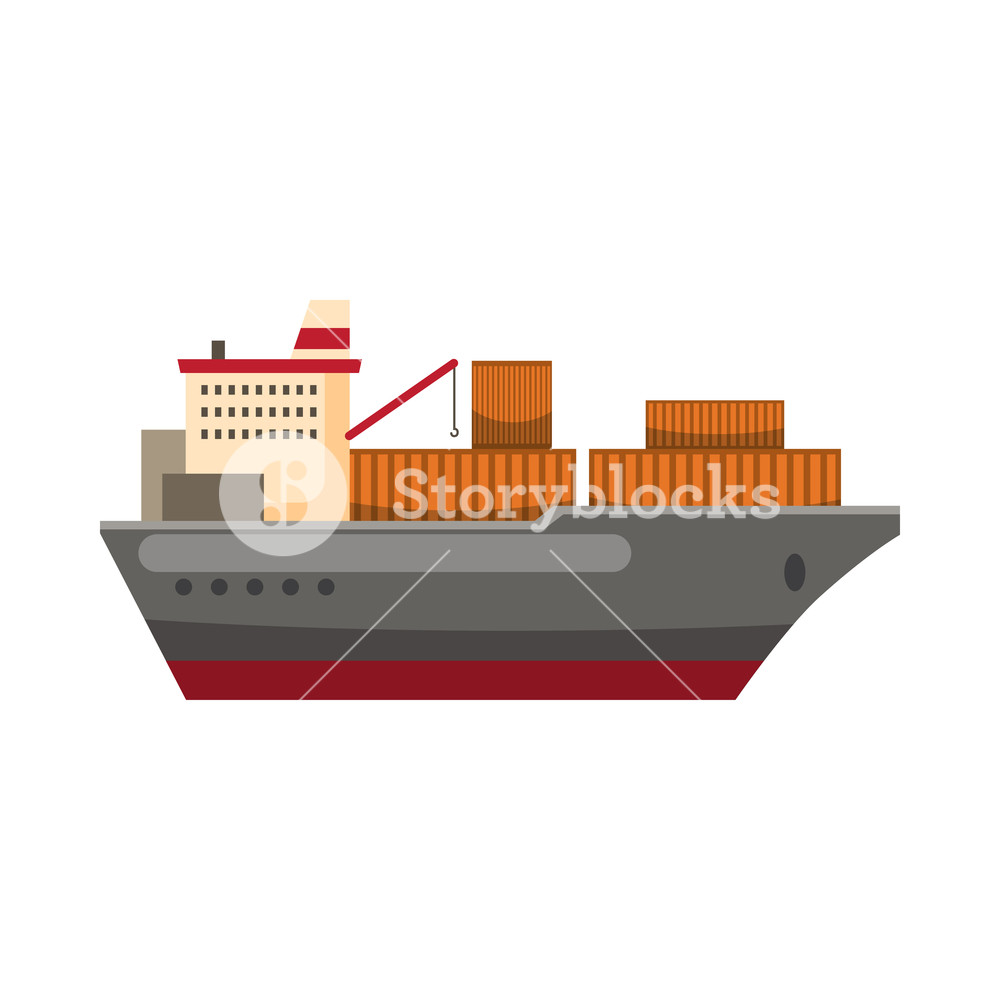 1000x1000 Cargo Ship Icon In Cartoon Style On A White Background Royalty