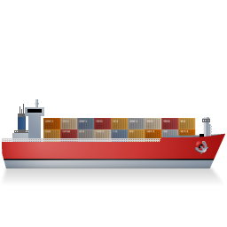 256x256 Container Ship Right Red Icon Transporter Multiview Iconset