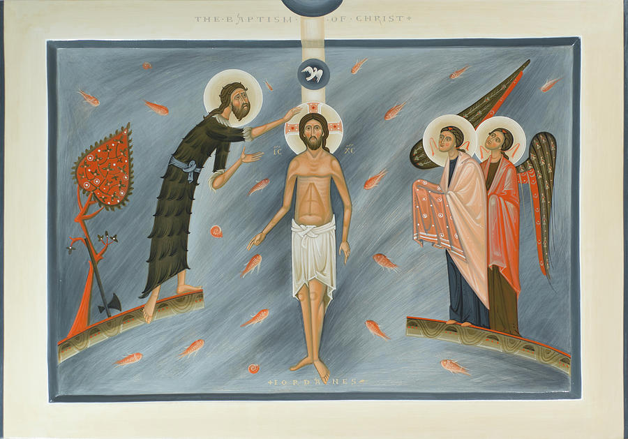 Contemporary Icon Baptism Of Christ Mixed Media 900x629 Contemporary Icon Baptism Of Christ Mixed Media