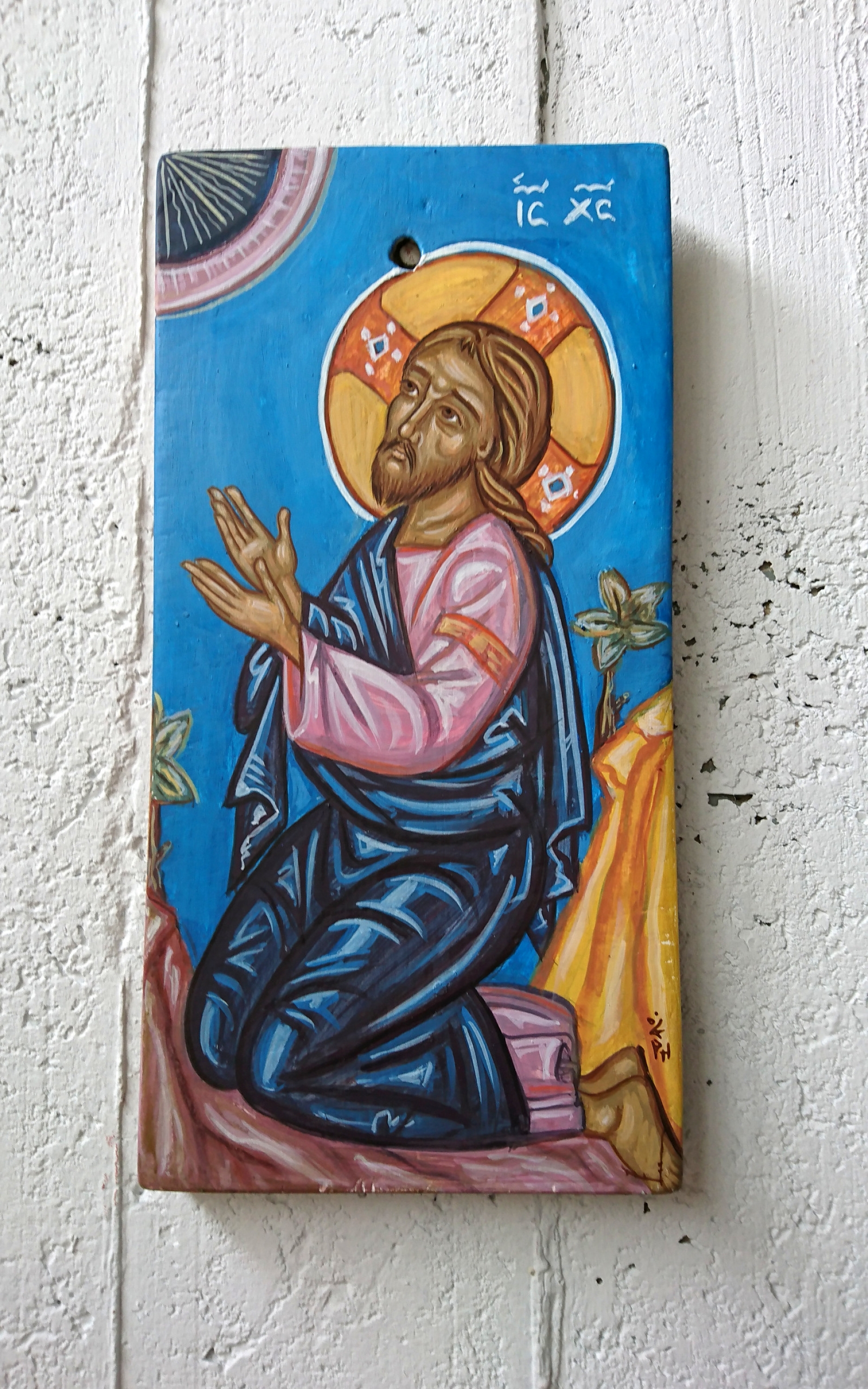 Praying Jesus Byzantine Contemporary Icon Painting Of Passion 1600x2558 Praying Jesus Byzantine Contemporary Icon Painting Of Passion