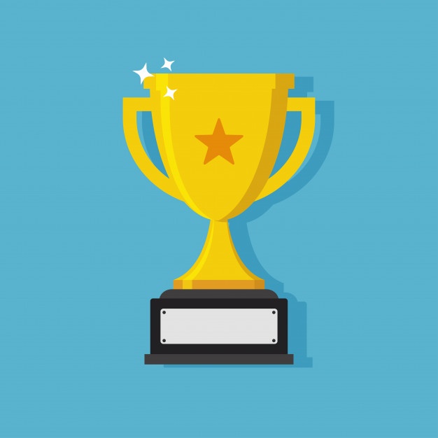 626x626 Trophy Cup Flat Icon Design With Handles And Blank Nameplate