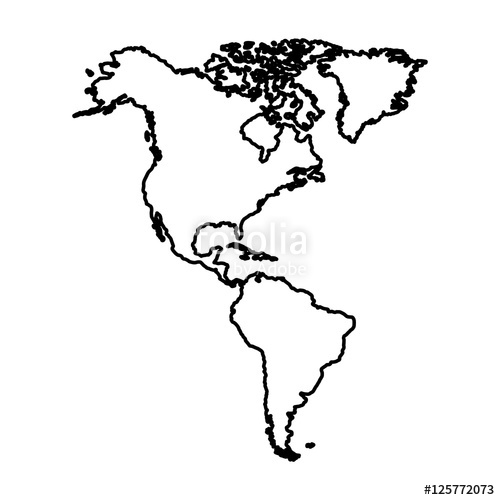 500x500 Silhouette Of America Continent Icon World Map Design Vector