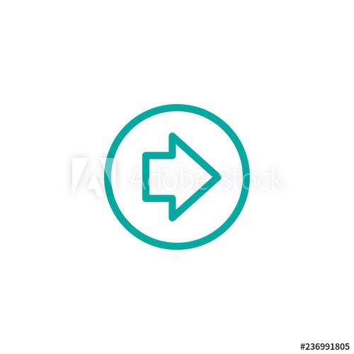 500x500 Blue Short Right Arrow In Circle Line Icon Isolated On White