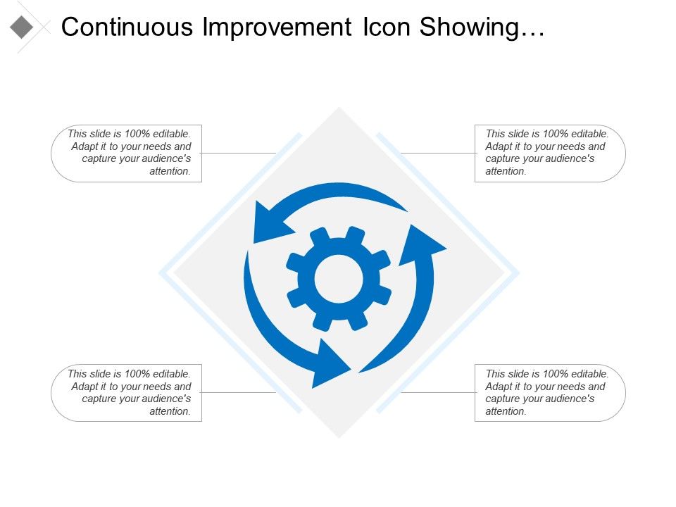 960x720 Continuous Improvement Icon Showing Circular Arrow With Gear Ppt