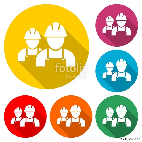 500x500 Contractor Icon, Workers Icon, Color Icon With Long Shadow Stock