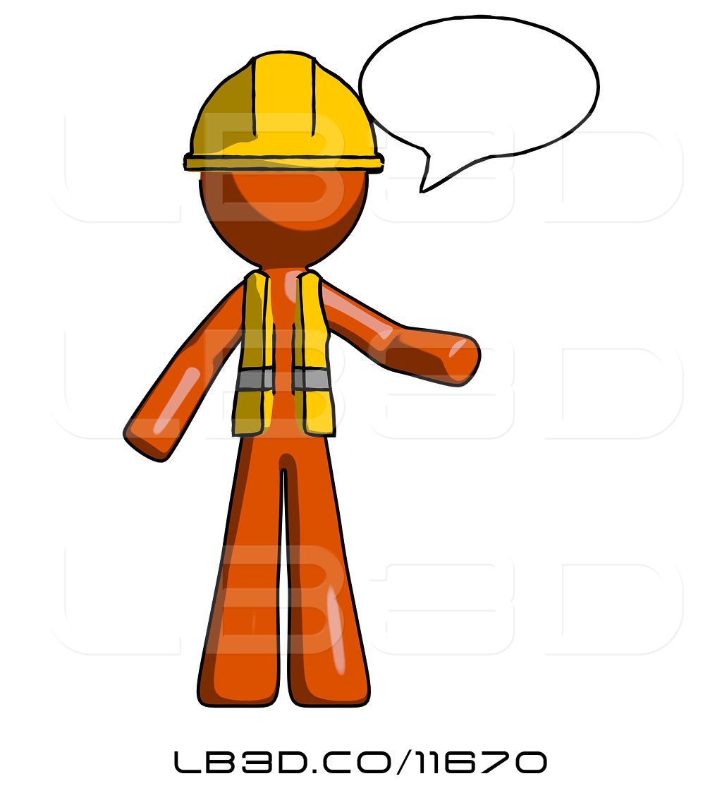 1024x1124 Illustration Of Cartoon Orange Construction Worker Contractor Guy