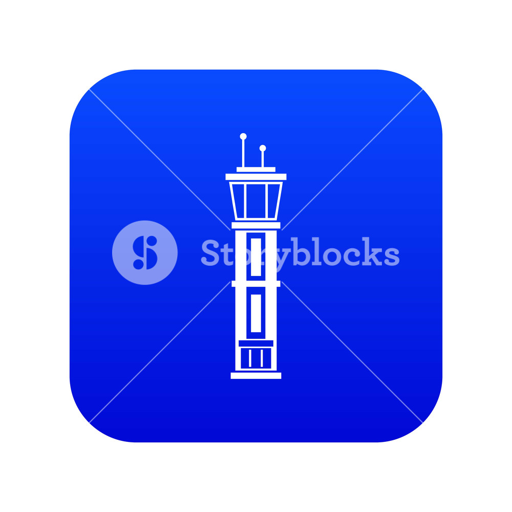 1000x1000 Airport Control Tower Icon Digital Blue For Any Design Isolated