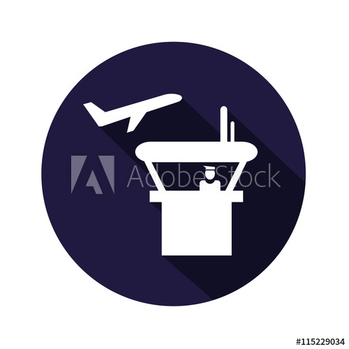 500x500 Airport Traffic Control Tower Icon Vector Illustration