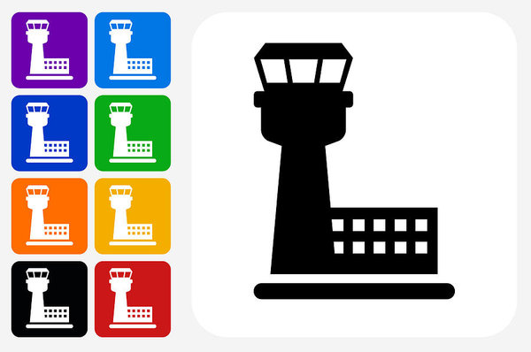 600x398 Air Traffic Control Tower Icon Square Button Set Art Print