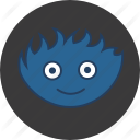 128x128 Cookie, Cute, Fun, Happy, Monster, Moon, Orange Icon