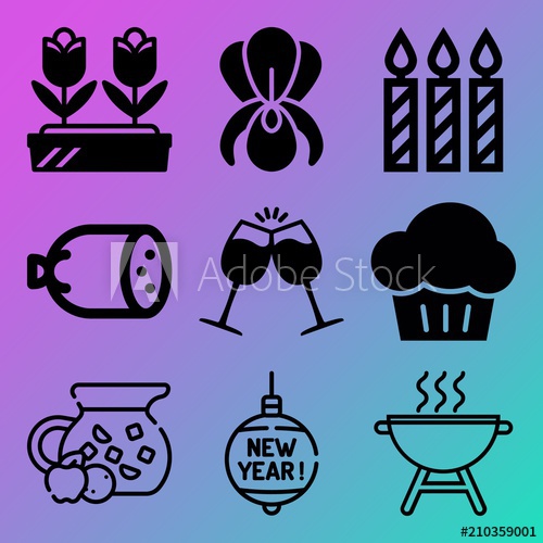 Vector Icon Set About Birthday Party With Icons Related 500x500 Vector Icon Set About Birthday Party With Icons Related