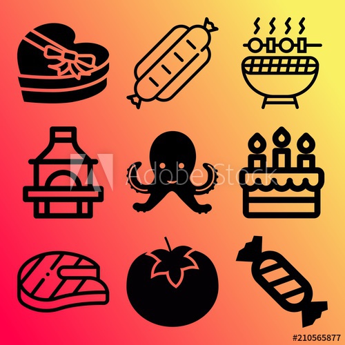Vector Icon Set About Food With Icons Related To Cookout 500x500 Vector Icon Set About Food With Icons Related To Cookout
