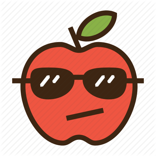 512x512 Apple, Cool, Emoji, Expression, Fruit, Red, Sunglasses Icon