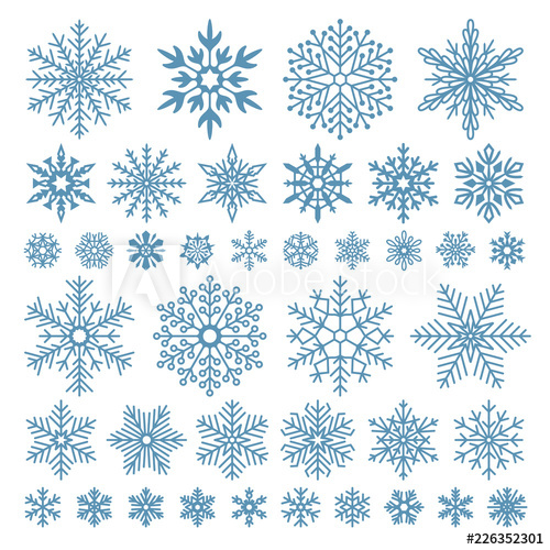 500x500 Flat Snowflakes Winter Snowflake Crystals, Christmas Snow Shapes