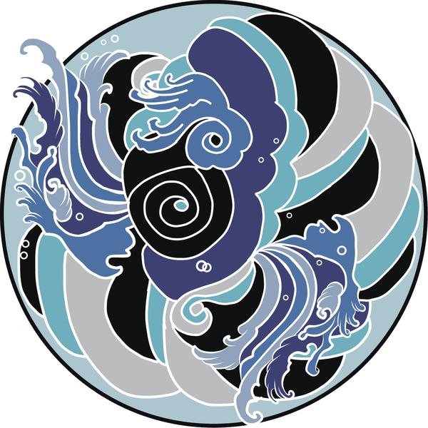 600x600 Cool Blue Tone Japanese Ocean Sea Wave Art Cartoon Icon