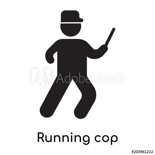 500x500 Running Cop Icon Isolated On White Background