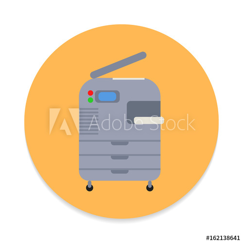 500x500 Copy Machine, Copier Flat Icon Round Colorful Button, Circular