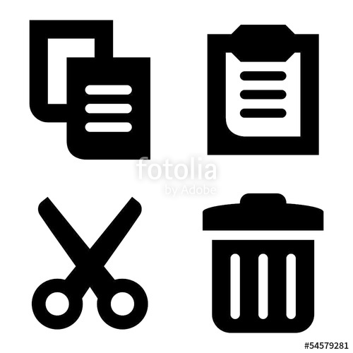 500x500 Copy, Paste, Cut And Delete Vector Icons Stock Image And Royalty