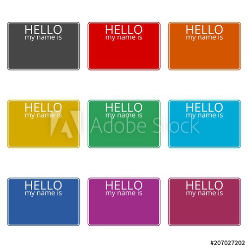 500x500 Hello My Name Card, With Copy Space Icon, Color Icons Set