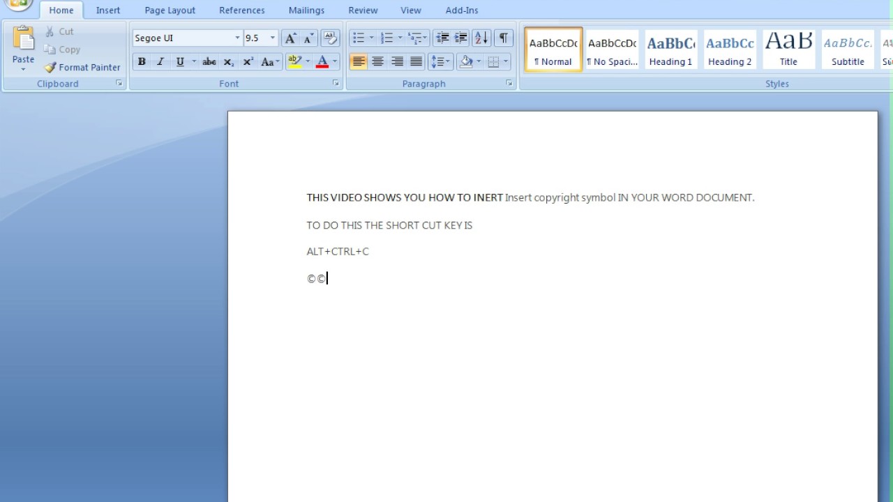 1280x720 How To Insert Copyright Symbol In Ms Word Document