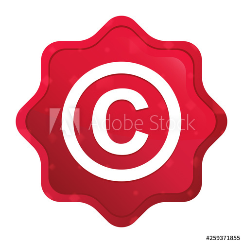 Copyright Symbol Icon Misty Rose Red Starburst Sticker Button 500x500 Copyright Symbol Icon Misty Rose Red Starburst Sticker Button