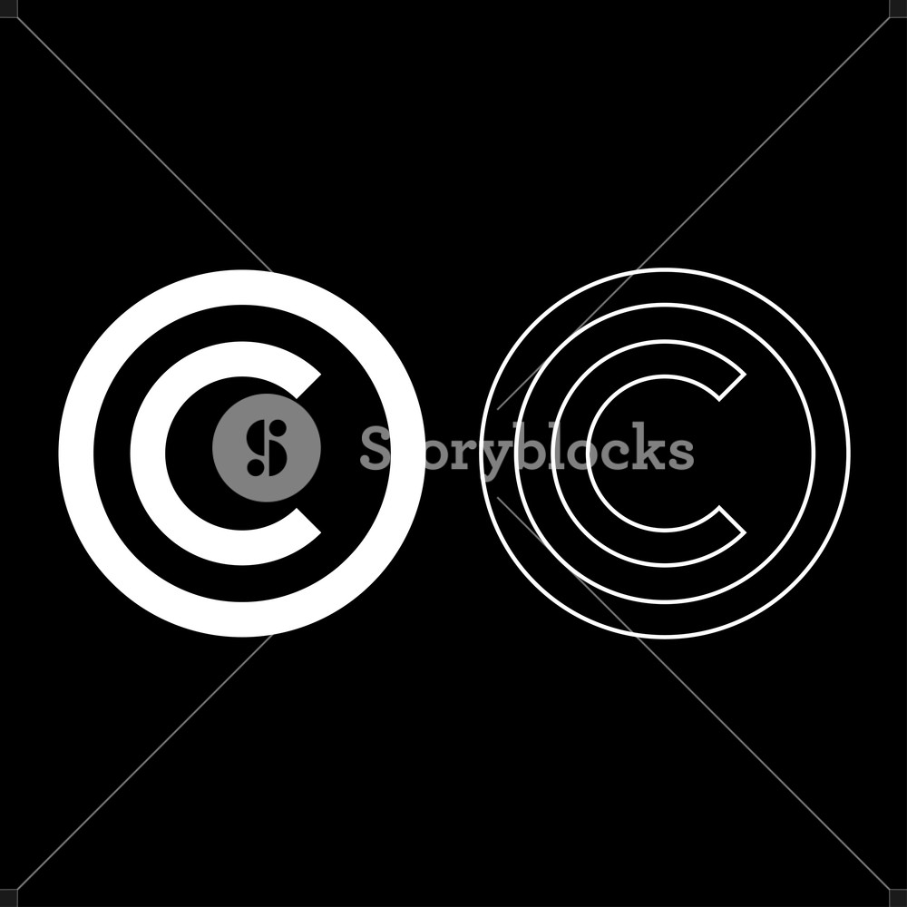 Copyright Symbol Icon Set White Color Vector Illustration Flat 1000x1000 Copyright Symbol Icon Set White Color Vector Illustration Flat