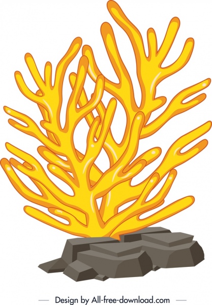 417x600 Coral Painting Yellow Shaped Tree Icon Desgin Free Vector