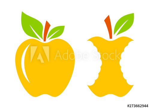500x363 Yellow Ripe Apple And Apple Core Icon