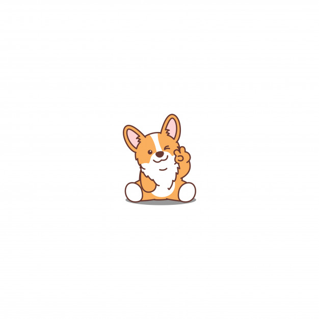 626x626 Cute Corgi Puppy Sitting And Winking Eye Cartoon Icon Vector