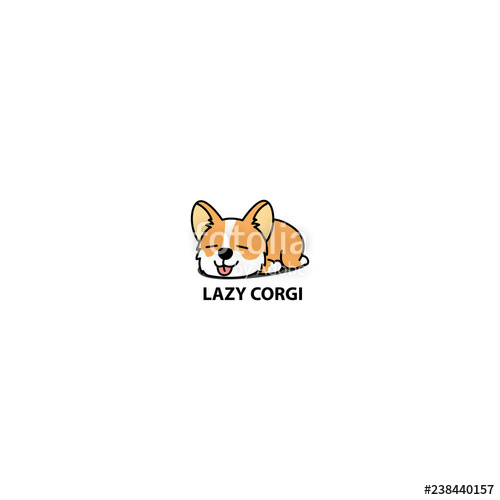 500x500 Lazy Welsh Corgi Puppy Sleeping Icon, Vector Illustration Stock