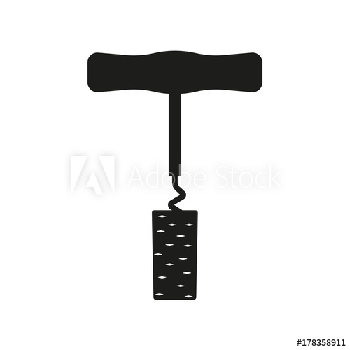 500x500 Corkscrew Or Wine Bottle Opener And Cork Icon Isolated On White