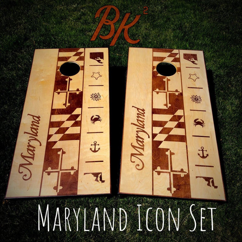 794x794 Maryland Icon Stain Cornhole Set With Bags Etsy