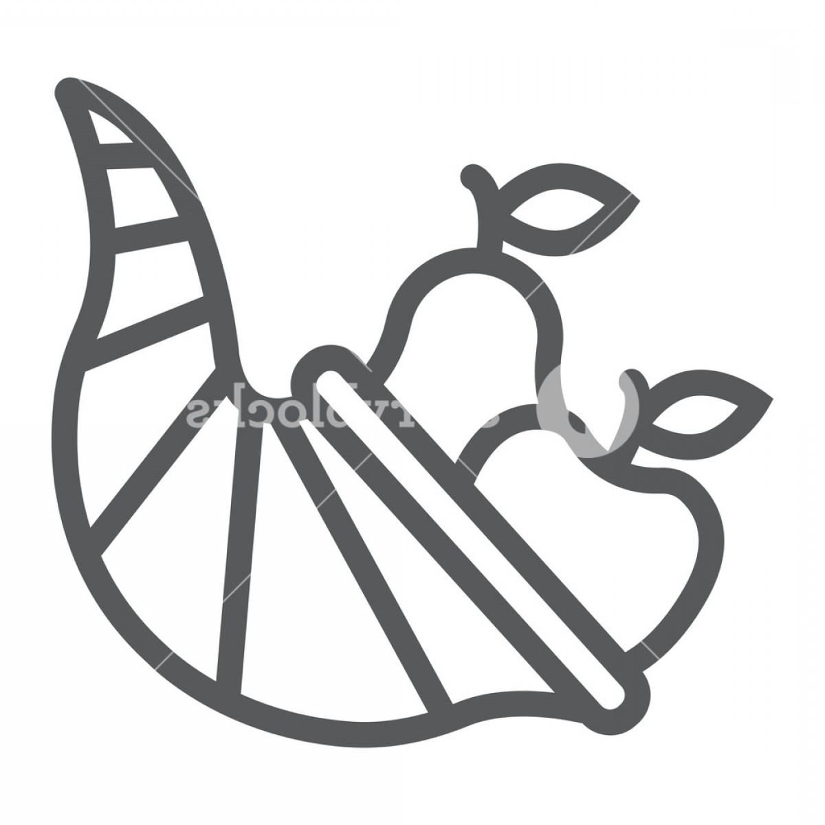 1200x1200 Cornucopia Line Icon Harvest And Food Basket Sign Vector Graphics