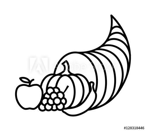 500x450 Cornucopia Horn Of Plenty Or Thanksgiving Basket Line Art Icon