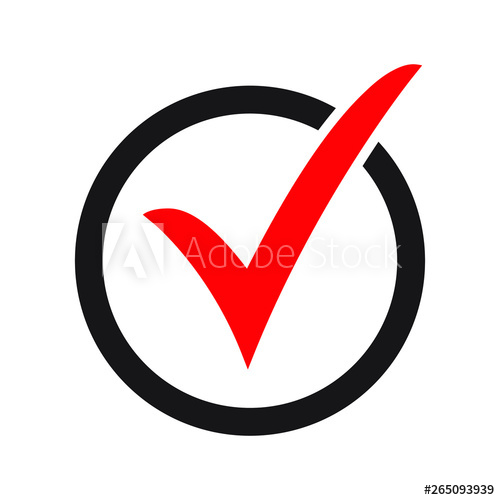 500x500 Red Tick Icon Vector Symbol, Checkmark Isolated On White