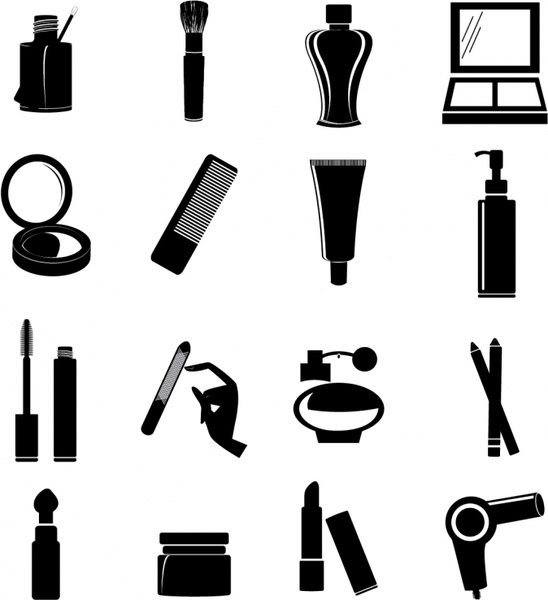 548x600 Black Cosmetics Icons Free Vector In Adobe Illustrator