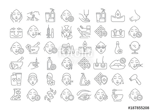 500x368 Vector Graphic Set Icons In Flat, Contour, Thin And Linear Design