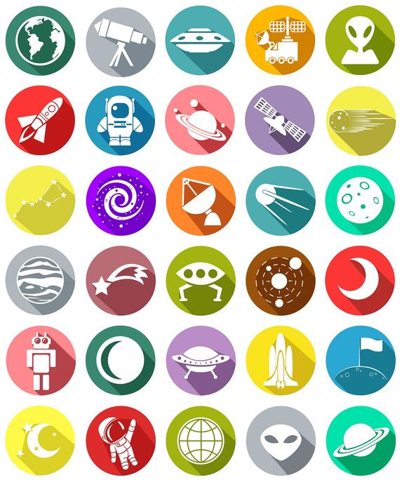 570x684 Cosmos Vector Icons, Planets Art, Universe Vector, Digital Instant