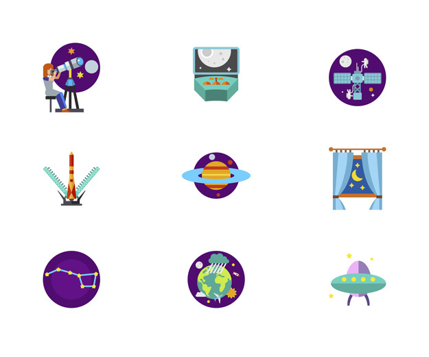 625x521 Cosmos Icon Set Vector Free Download