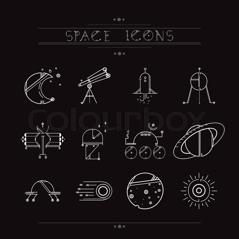 800x800 Space Icons Modern Line Style Stock Vector Colourbox