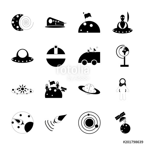 500x500 Icon Cosmos With Cosmonauts, Globe, Planet Of Solar Sistem, Ufo