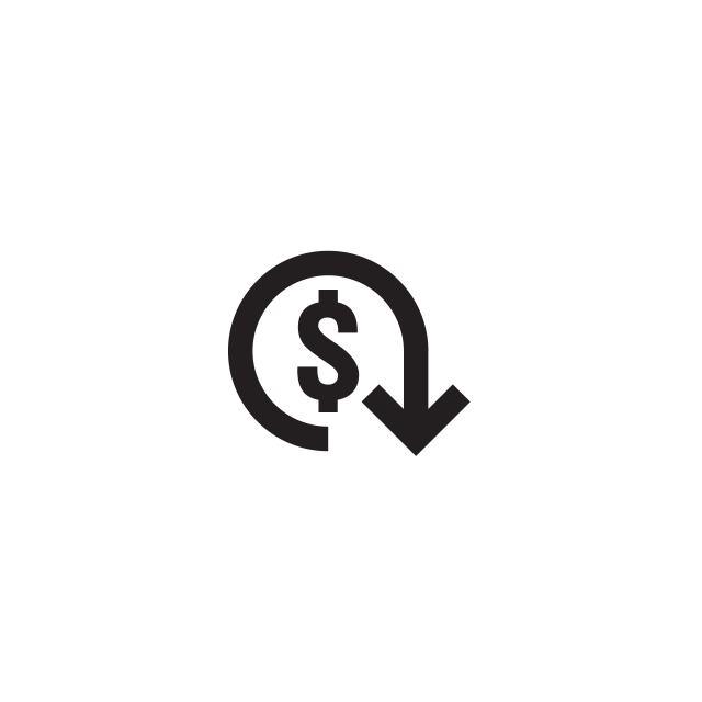640x640 Dollar Decrease Icon Money Symbol With Arrow Stretching Rising